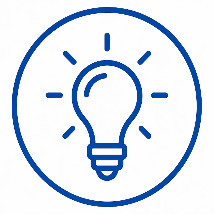 Represents continuous innovation, creative thinking, and the generation of new business value through Artificial Intelligence.